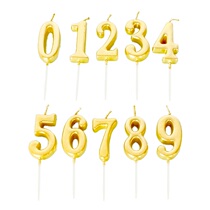 Creative romantic cake gold-plated candle digital birthday cake decoration golden high-end digital candle plug-in party