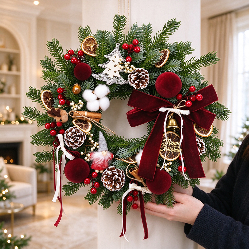 Christmas Decorative Wreath Nordic Style Decoration Pe Wreath Door Hanging Wall Decoration Mall Arrangement 40/50 Rattan Rings