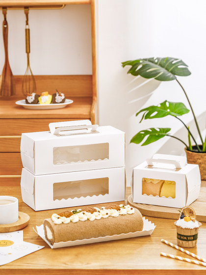 网红日式蛋糕卷梦龙瑞士虎皮卷包装盒透明小西点切块蛋糕点心盒子