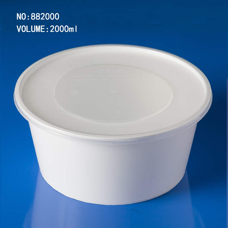 Jazz Rabbit 2000ml Disposable Round Packaging Box Takeaway Fast Food Box Thickened Plastic Soup Bowl Lobster Bucket Noodle Bowl