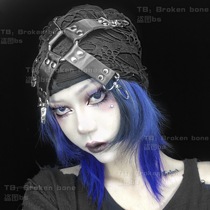 Broken Bone Original Tear Vandalism Leather Buckle Punk Cross Personality Breaking Hole Cap Melon Leather Cap Wool Line Cap