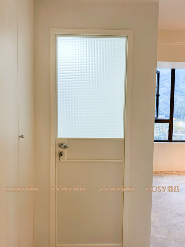 Kuxi Minimalist Retro Mid-Century Style Flat Opening Door, Outward Opening Exterior Door, Inward Opening Interior Door, Bathroom Door, Aluminum-Magnesium Alloy Kitchen Glass Door