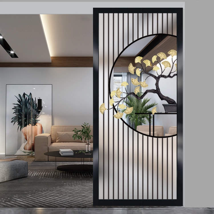 The new Chinese art glass translucent screen enters the entrance, the living room, the bedroom, the partition wall is simple and modern