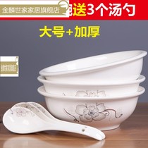 3 home big number soup bowls ceramic cutlery suit minimalist creative soup Ancient foam noodle bowl soup basin with large soup spoon