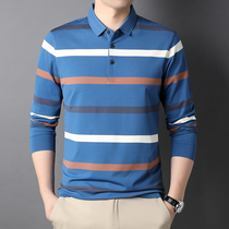  Autumn and winter mens polo shirt loose boutique long-sleeved business t-shirt lapel casual