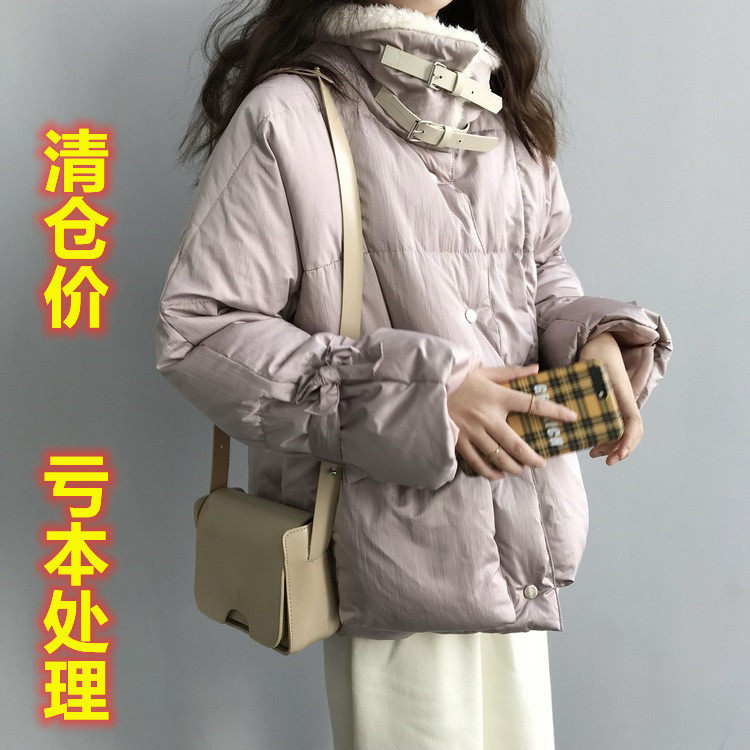 Winter Korean version thickened pure colour short hair wool collar down cotton clothes Women loose 100 hitch warm bread women style cotton clothes