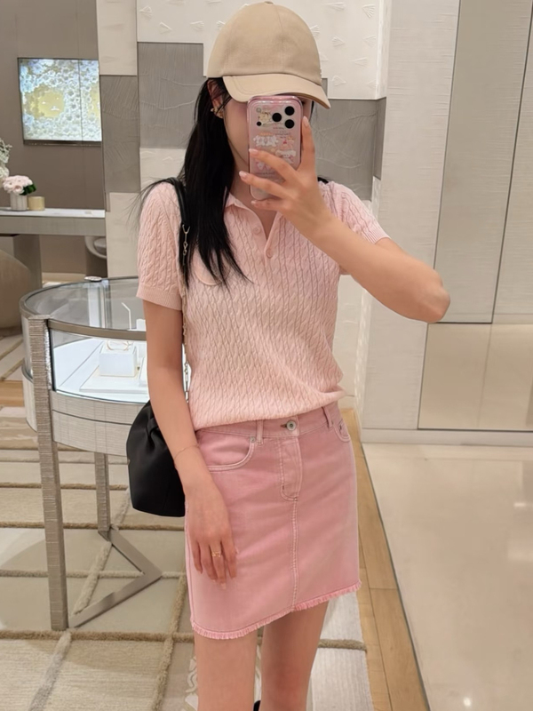 Chaojiu Haute Couture 26 Spring/Summer New Embroidered Patchwork Twist Knitwear Polo Collar Age-Reducing Top