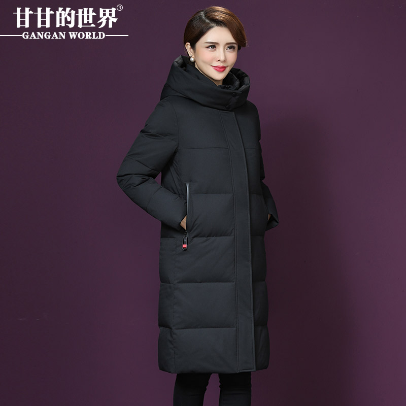 Gan Gan's world 2021 winter new casual hooded middle-aged and elderly ladies' mid-length down jacket Y0860D