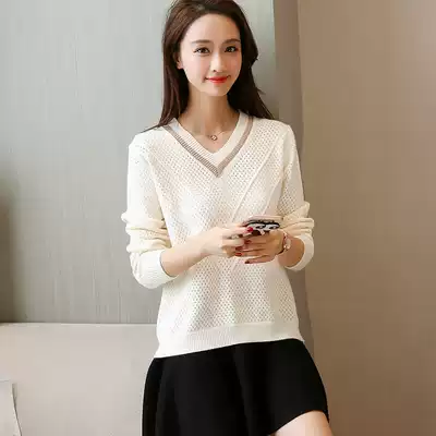 2021 early spring new knitted sweater women's pullover short Korean loose spring and autumn Long Sleeve V neck hipster sweater