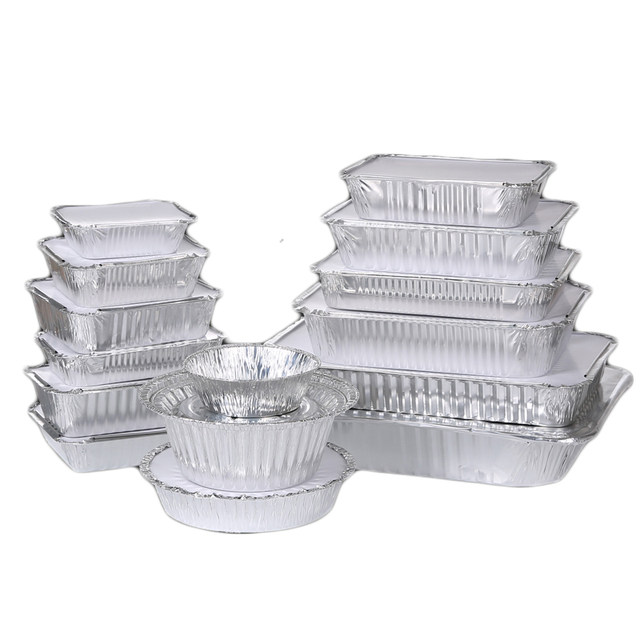 Tinfoil box takeaway barbecue packaging box rectangular baked grilled fish skewers tin foil plate round aluminium foil tin foil bowl