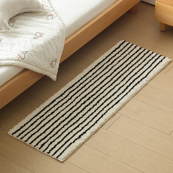 Ins style thickened simple flocked bedroom bedside carpet
