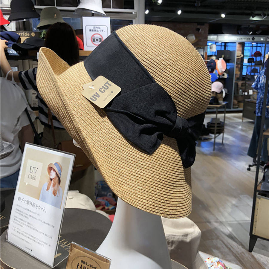 Japanese Sun Protection Straw Hat Uv Sun Hat for Women Summer Sun Hat Internet Celebrity Style Beach Wide Brim Anti-Uv Hat