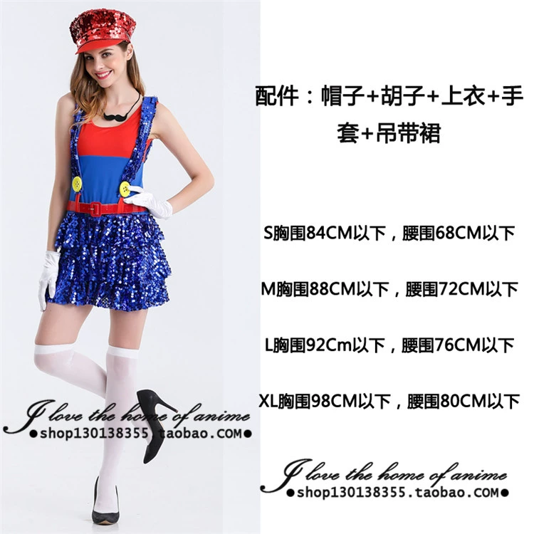 Halloween Trưởng Thành Cosplay Mario Hóa Trang Trang Phục Super Mario Hiệu Suất Treo Áo