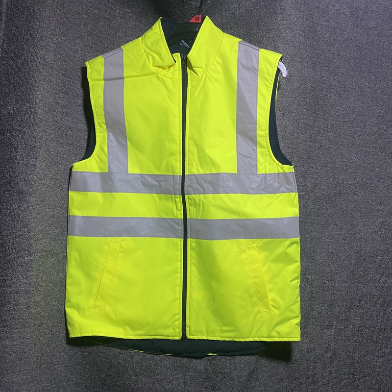 Foreign Trade Export to Europe Autumn and Winter Cotton Vest with Fleece Lining Safety Vest Fluorescent Yellow Cycling Road Construction Vest