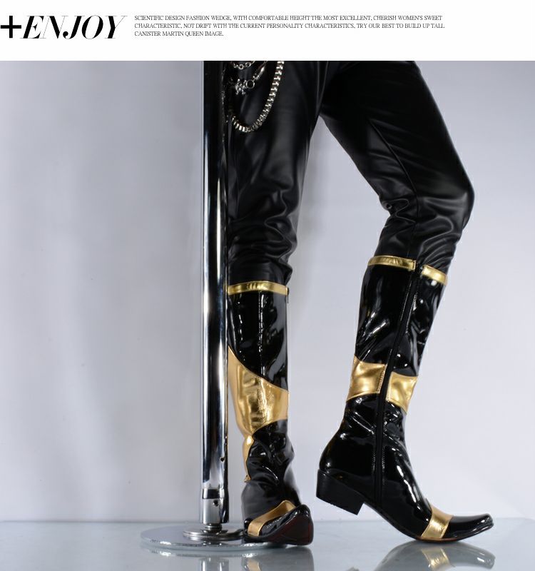 Giày cao gót mũi nhọn bằng da cao gót Punk phiên bản Hàn Quốc tăng hiệu suất sân khấu rock cao giúp giày denim nam giầy lười