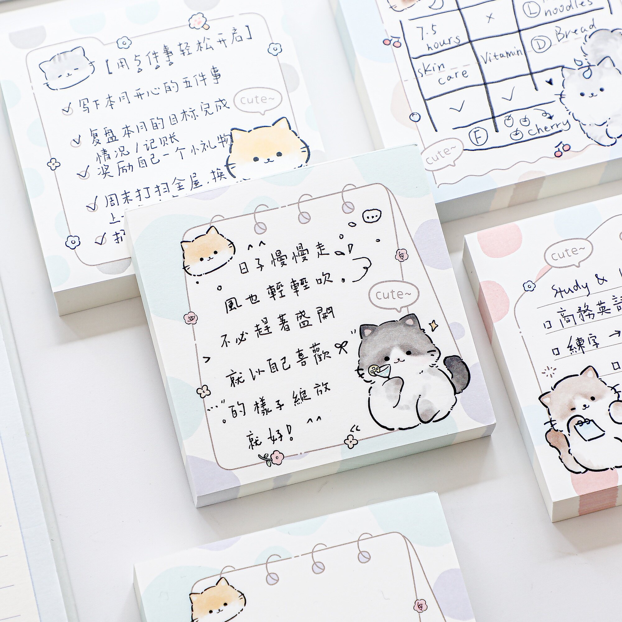 4本入套装 点点萌物便签本学生用便利贴便签贴纸可撕便签纸无粘性