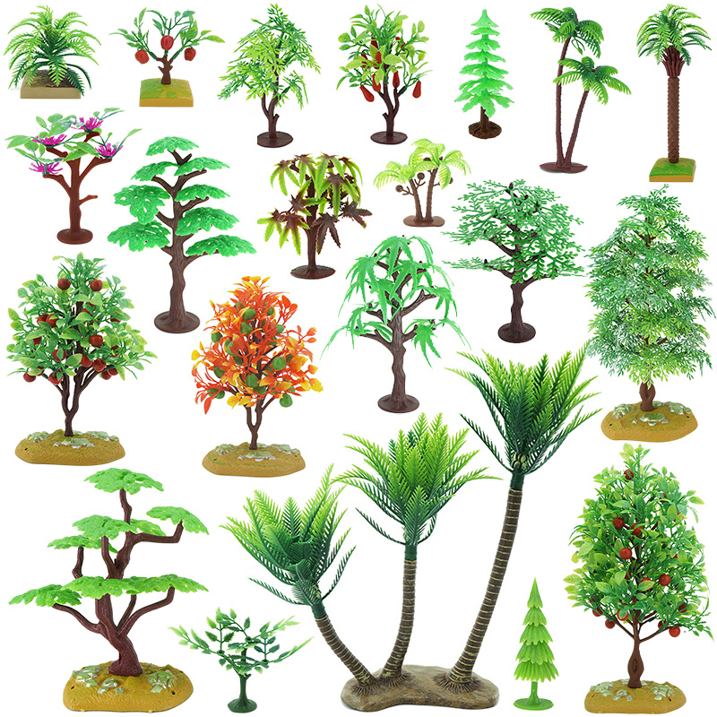 Plastic Artificial Tree Model Set Sand Table Ornaments Willow Tree Scene Decoration Accessories Fruit Tree Pine Tree Coconut Tree Banyan Tree
