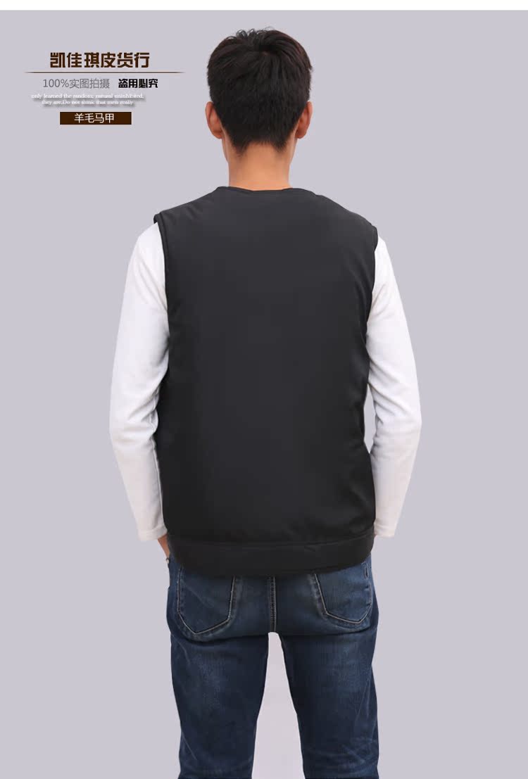 Mùa đông trung niên lông một áo len da dày cotton ấm áp vest nam da cừu áo bố áo khoác nam hàn quốc mùa đông