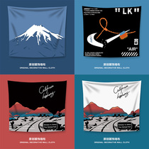 ins wind Childrens room hanging cloth Japanese Nordic small wall cloth Bedside tapestry Road landscape painting background cloth Tide brand man