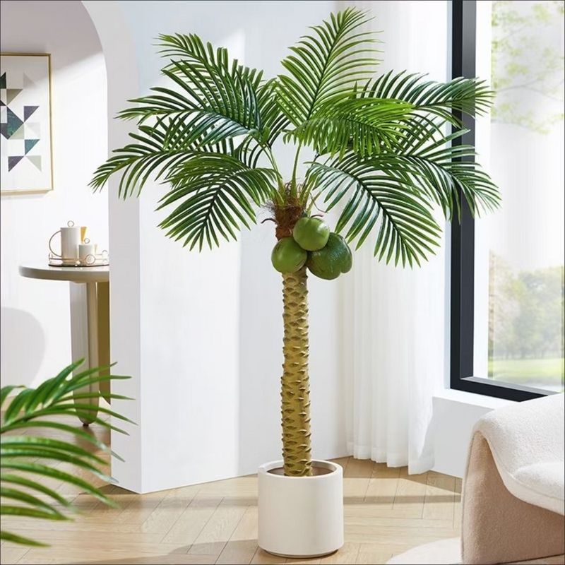 Artificial Coconut Tree, Fake Coconut Tree, Tropical Sunflower Tree, Living Room Floor-Standing Potted Plant, High-End Artificial Green Plant Landscape for Home