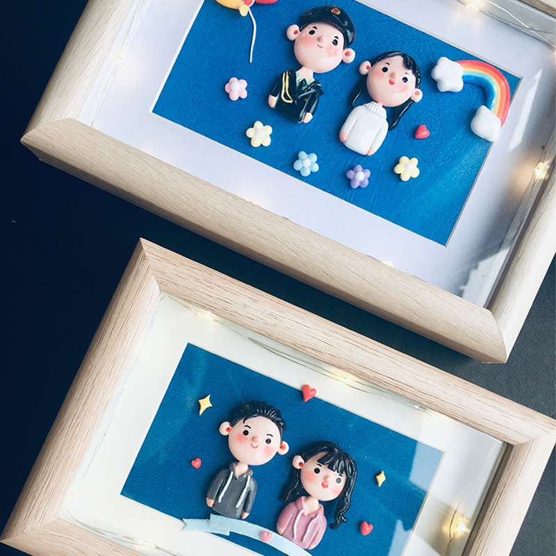 Pp Handmade DIY Clay Photo Frame Material Kit for Best Friends, Couples, Boyfriends, Graduation, Wedding, Handmade Christmas Gifts