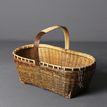 Shanshan bamboo wood buy vegetables blue purple bamboo basket portable basket picnic basket picking basket basket fruit basket bathroom storage basket