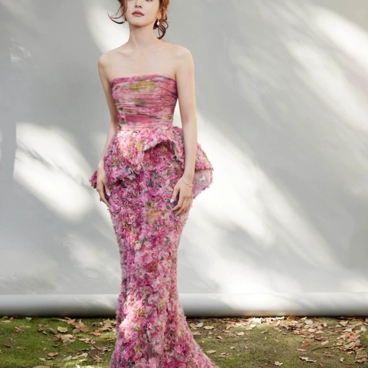 Alice Celebrity Style Zhang Ruonan High-End Exquisite Niche Birthday Red Carpet Banquet Evening Dress Toast Dress Bride Alice Celebrity Style Zhang Ruonan High-End Exquisite Niche Birthday Red Carpet Banquet Evening Dress Toast Dress Bride