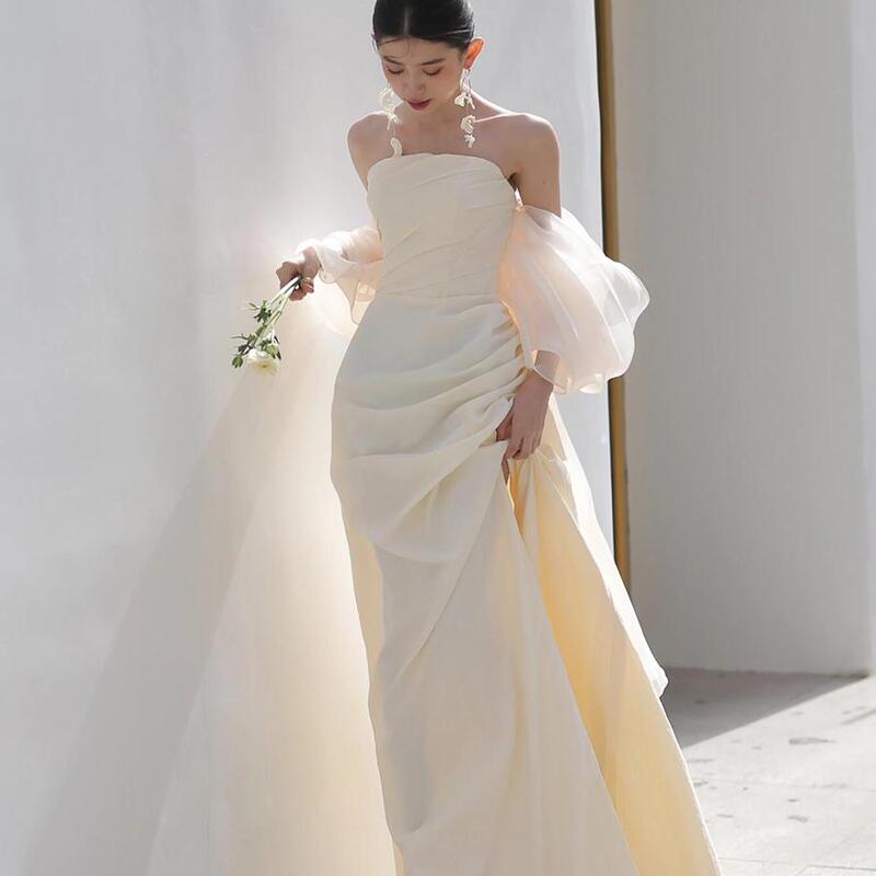 Alice High-End Western-Style Light Wedding Dress Morning Gown 2025 New Style Toast Dress Bride Banquet Evening Dress Engagement Dress for Women