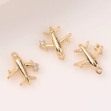 Цирконий, ножницы с розой в составе, самолет, подвеска ручной работы, ожерелье, браслет, 14 карат, золотой цвет, «сделай сам»