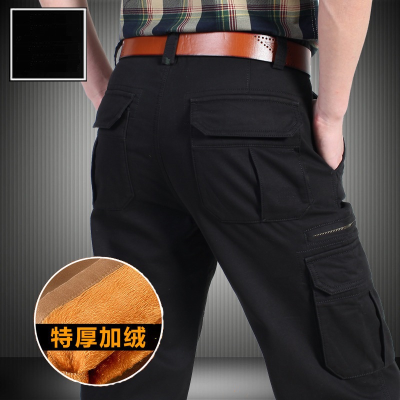 JPDUN Flagship Store Pure Cotton Big Code Thickened Multi-Pocket Men Work Pants Autumn Winter Loose Casual Pants Long Pants-Taobao