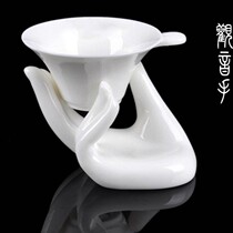 Kung Fu Tea Set Ceramic Tea Leak Tea Filter White Porcelain Bergamot Tea Filter Complete Ceramics Filter Tea Ceremony Accessories