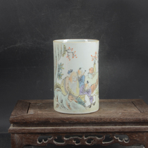 Jingdezhen Factory Goods Porcelain Hand-painted Figure Grain Small Round Pen Holder Ancient Play Antique Collection Bogu Shelf Pendulum porcelain