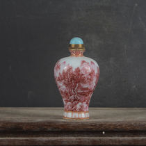 Qingqian Long-year hand painted rouge red landscape tattooed small noses snuff pot Jingdezhen antique old and old goods Ceramics ancient play