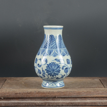 Jingdezhen mini blue and white tangled lotus ceramic small vase antique antique fine ornaments collection home decoration