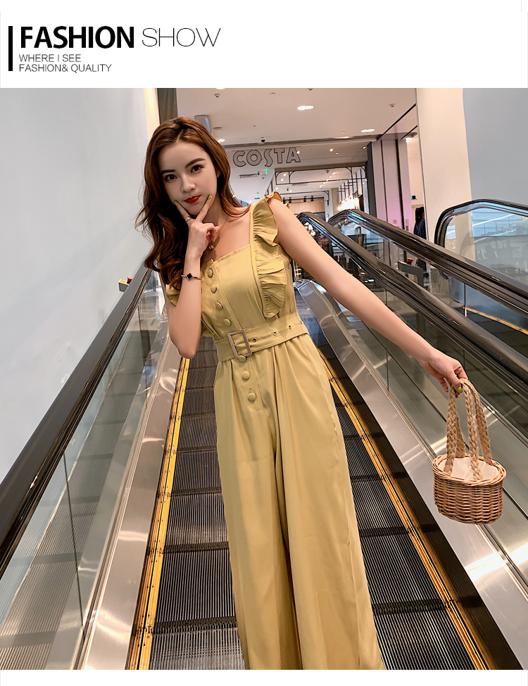 VK旗艦店 韓系高腰荷葉邊連身褲套裝無袖褲裝