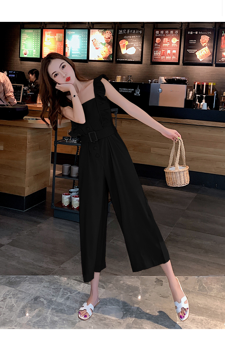 VK旗艦店 韓系高腰荷葉邊連身褲套裝無袖褲裝