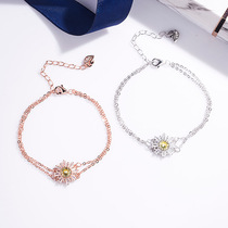 New hipster college style Flower Net Red jewelry s925 sterling silver accessories Korean small Daisy bracelet sunflower