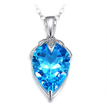 wish Hot Sale 13 karat natural Swiss blue topaz pendant 18k jin xiang qian multicolored color gemstone jewelry