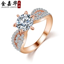 Korean version of the new novel hot selling six-prong zircon ring fashion rose gold plated ring ring jewelry