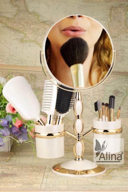 Alina upscale double-sided desktop large size makeup mirror European-style Carry-on Mirror Wedding Home Cosmetic Mirror