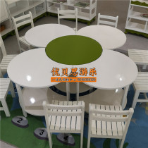 Kindergarten Children Creative Plum Blossom Table Early Education Center Training Course Baby Baking Lacquered White Table Study Table Painting Table