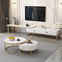 TV cabinet coffee table combination Nordic small apartment light luxury paint net red glass floor cabinet living room modern minimalist furniture