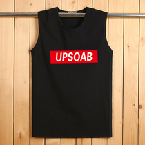 Summer pure cotton sleeveless T-shirt for men Garage plus size movement vest loose large code round collar shoulder slats
