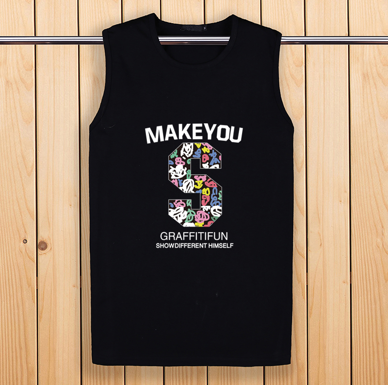 Mùa hè cotton không tay T-Shirt nam cộng với chất béo cộng với kích thước thể thao vest lỏng kích thước lớn vòng cổ vest đáy áo