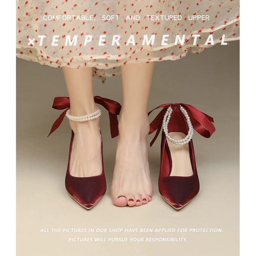 Белые свадебные туфли с заостренным носом с бантиком на высоком каблуке, изысканный стиль