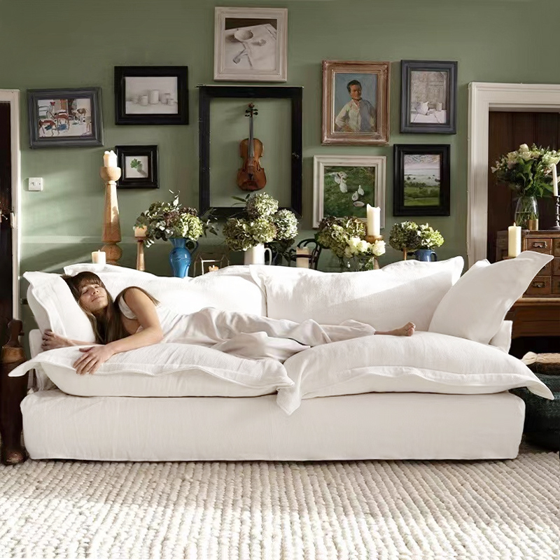 Nordic Sofa Latex Small Apartment Living Room Double Simple Modern Apartment Homestay Fabric Sofa Soft Lazy Sofa Removable and Washable