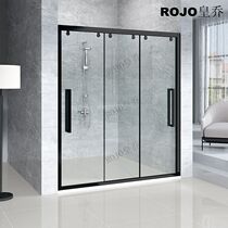 Three-linked shower room one-shaped three-linked shower partition one fixed two moving bath screen one solid two-linked shower door