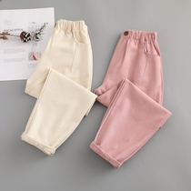 Girls radish pants spring and autumn 2020 new spring loose fashion Western style childrens middle and large childrens Harun slacks