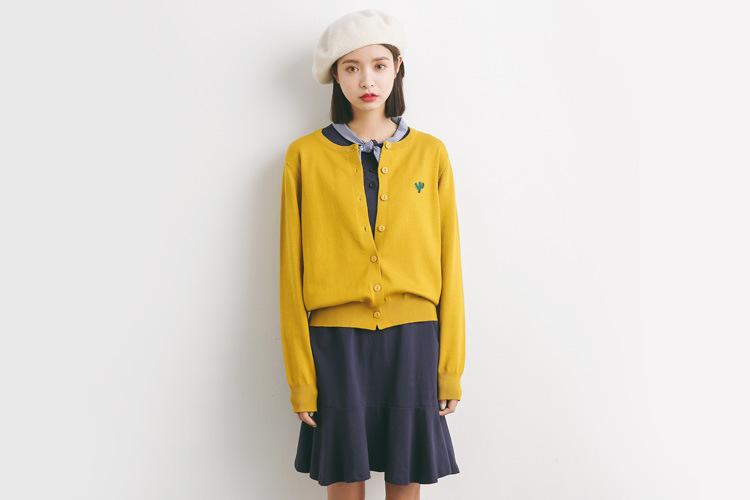 Áo len lông cừu EAL 2019 mùa xuân áo len nữ rộng rãi Hàn Quốc áo len cổ tròn hoang dã A978 - Đan Cardigan áo cardigan