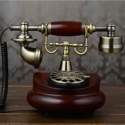 Muyuzhen European old antique rotating disc dial phone retro pure solid wood home wired telephone landline
